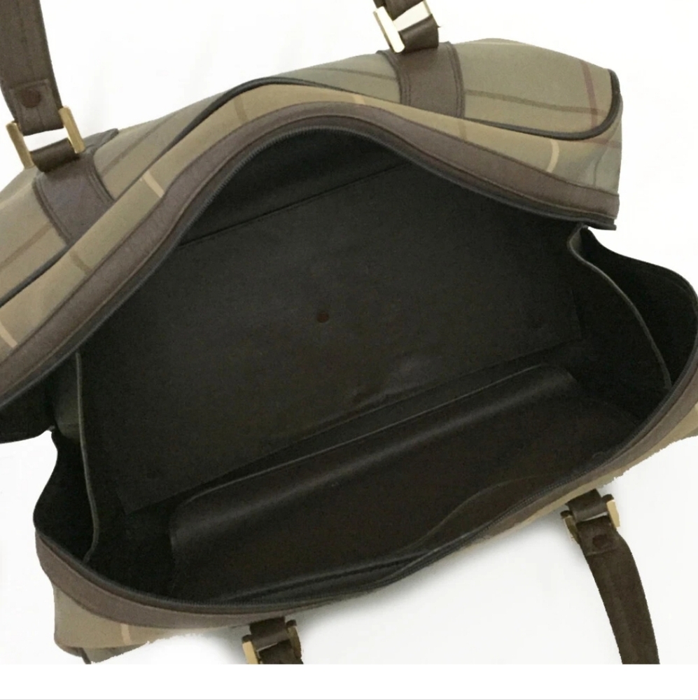 Burberrys Horse Logo Check Canvas Boston Bag - Picture 8 of 9